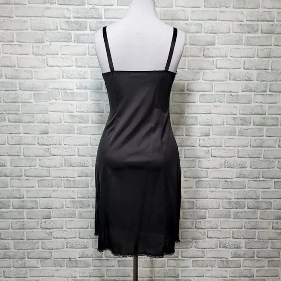 Vintage WONDER MAID 36 Non Cling Nylon‎ Black Full Slip Dress Lace Union Label - Picture 6 of 9